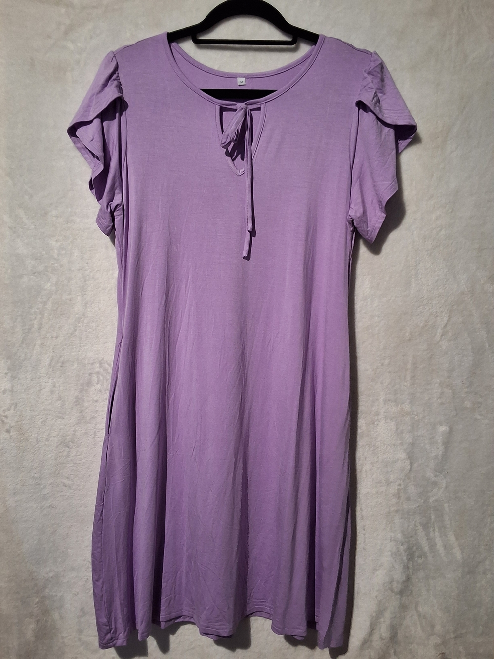 Lilac Tie-Front Ruffle Sleeve Maxi Dress With Pockets